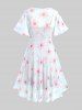 Plus Size Flutter Sleeves Floral Dress and Lace-up A Line Cami Dress Set -  