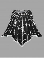Plus Size Spider Web Insect Print Halloween Asymmetric Cape Cloak -  