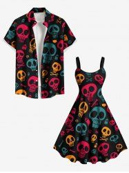 Skull Star Bone Print Plus Size Matching Outfit For Couples -  