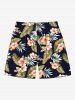 Matching Hawaii Shirt Shorts and Romper Plus Size Beach Outfit Tropical Leaf Hibiscus Flower Print For Couples -  