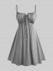 Plus Size Flutter Sleeves Floral Dress and Lace-up A Line Cami Dress Set -  