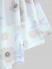 Plus Size Flutter Sleeves Floral Dress and Lace-up A Line Cami Dress Set -  