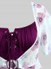 Ensemble robe fleurie à manches papillon grande taille et robe débardeur trapèze à lacets - Rouge Rose 4X | US 26-28