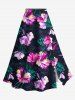 Hibiscus Flowers Tropical Leaf Print Plus Size Hawaii Matching Set -  