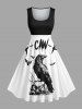 Halloween Skull Crow Bat Print Plus Size Matching Outfit For Couples -  