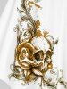 Maillot de bain tankini dos nu à carreaux et imprimé tête de mort, style gothique, grandes tailles et courbes. - Jaune 4X