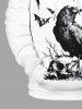 Plus Size Halloween Skull Crow Bat Print Drawstring Pockets Hoodie For Men - Blanc 6XL