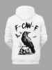 Plus Size Halloween Skull Crow Bat Print Drawstring Pockets Hoodie For Men - Blanc 6XL