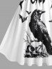 Plus Size Halloween Skull Crow Bat Print 1950s Vintage Dress -  