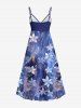 Plus Size Flowers Leaf Galaxy Star Print Surplice Hawaii Cami Dress -  