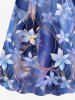 Plus Size Flowers Leaf Galaxy Star Print Surplice Hawaii Cami Dress -  