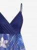 Plus Size Flowers Leaf Galaxy Star Print Surplice Hawaii Cami Dress -  