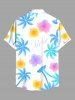 Chemise hawaïenne grande taille à imprimé cocotiers et fleurs d'hibiscus, boutons et poches pour homme - Blanc 4XL