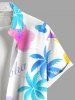 Chemise hawaïenne grande taille à imprimé cocotiers et fleurs d'hibiscus, boutons et poches pour homme - Blanc 5XL