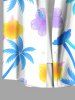 Chemise hawaïenne grande taille à imprimé cocotiers et fleurs d'hibiscus, boutons et poches pour homme - Blanc 5XL