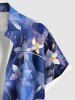 Chemise hawaïenne grande taille à imprimé fleurs, feuilles, galaxie, étoiles, boutons, poche pour homme - Bleu 2XL