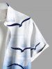 Plus Size Ombre Sea Bird Print Buttons Pocket Hawaii Shirt For Men -  