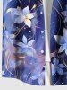 Chemise hawaïenne grande taille à imprimé fleurs, feuilles, galaxie, étoiles, boutons, poches pour homme - Bleu 6XL
