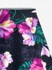 Plus Size Hibiscus Flowers Tropical Leaf Print Split Hawaii Skirt -  