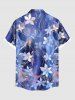 Chemise hawaïenne grande taille à imprimé fleurs, feuilles, galaxie, étoiles, boutons, poches pour homme - Bleu 6XL
