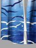Plus Size Ombre Sea Bird Print Buttons Pocket Hawaii Shirt For Men -  