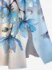 Plus Size Flowers Ombre Print Split Hawaii Midi Dress -  