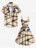 Robe débardeur grande taille à imprimé lettres et yeux d'araignée pour Halloween - Abricot 1X