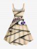 Plus Size Halloween Spider Eyes Letters Print Tank Dress -  