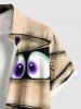 Plus Size Halloween Spider Eyes Letters Print Buttons Pocket Shirt For Men -  