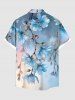 Chemise hawaïenne grande taille à imprimé floral ombré et boutons avec poches pour homme - Bleu Ciel 4XL