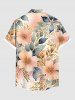 Plus Size Flowers Leaf Print Buttons Pocket Hawaii Shirt For Men -  