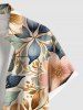 Plus Size Flowers Leaf Print Buttons Pocket Hawaii Shirt For Men -  