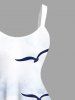 Plus Size Ombre Sea Bird Print Hawaii Tank Dress -  