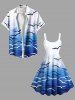 Plus Size Ombre Sea Bird Print Hawaii Tank Dress -  