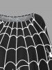 Plus Size Spider Web Insect Print Halloween Asymmetric Cape Cloak -  