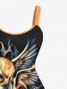 Plus Size Skull Wings Butterfly Fire Flame Print Halloween A Line Tank Dress -  