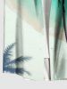Plus Size Coconut Tree Ombre Sea Beach Print Hawaii Button Pocket Shirt For Men -  