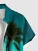 Plus Size Coconut Tree Ombre Sea Beach Print Hawaii Button Pocket Shirt For Men -  