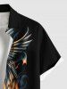 Plus Size Skull Wings Butterfly Fire Flame Print Halloween Button Pocket Shirt For Men -  