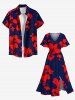 Plus Size Hibiscus Flower Print Hawaii Split Pocket A Line Midi Dress -  