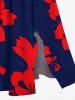 Robe mi-longue hawaïenne grande taille à imprimé fleurs d'hibiscus et poches fendues - Bleu Marine L