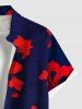 Plus Size Hibiscus Flower Print Hawaii Button Pocket Shirt For Men -  