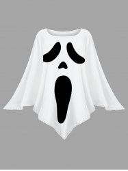 Cape asymétrique à imprimé fantôme d'Halloween grande taille - Blanc Taille Unique