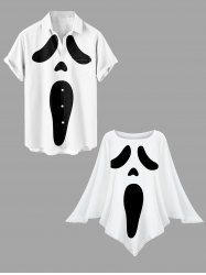 Tenue assortie grande taille à imprimé fantôme pour Halloween, idéale pour les couples - Blanc 