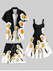 Cute Goose Print Plus Size Matching Hawaii Beach Outfit For Couples -  