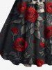 Tenue assortie grande taille pour couple, motif tête de mort, rose, fleur, feuille, branche - Gris Foncé 