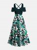 Flowers Leaf Print Plus Size Matching Hawaii Beach Outfit For Couples -  
