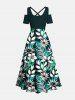 Flowers Leaf Print Plus Size Matching Hawaii Beach Outfit For Couples -  