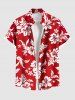 Ensemble chemise et barboteuse hawaïennes assorties, tenue de plage grande taille, imprimé feuilles tropicales et hibiscus, pour couples - Rouge 