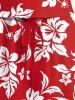 Ensemble chemise et barboteuse hawaïennes assorties, tenue de plage grande taille, imprimé feuilles tropicales et hibiscus, pour couples - Rouge 
